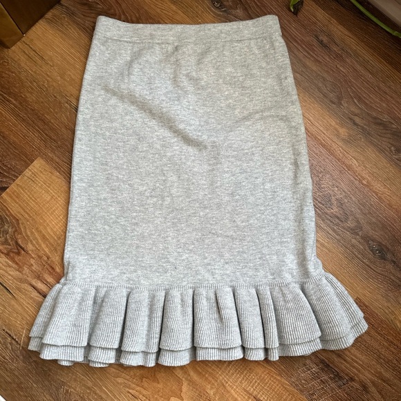J. Crew Light Gray Midi Skirt with Ruffle Hem - Picture 2 of 3